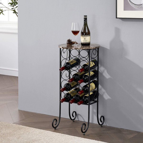 Ebern Designs Guilarte 15 Bottle Floor Wine Bottle & Glass Rack in